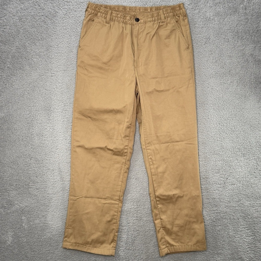 Haband Ice House Flannel Lined Khaki Slacks 34M Beige Elastic Waist Cotton Blend